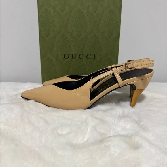Gucci Women's Beige Slingback Heels - Picture 6 of 9